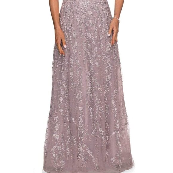 NWT La Femme 27981SC Lace Mother of the Bride Dress Pink Size 16 - Picture 2 of 7